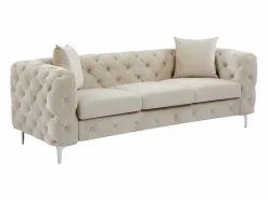 Vente-unique Conjunto Sofá Y Sillón|Sofá de 3 plazas, 2 plazas y sillón chéster de terciopelo EDWINA