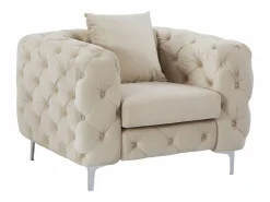 Vente-unique Conjunto Sofá Y Sillón|Sofá de 3 plazas, 2 plazas y sillón chéster de terciopelo EDWINA