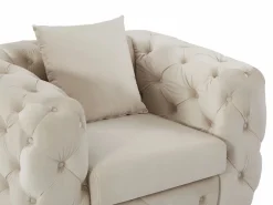 Vente-unique Conjunto Sofá Y Sillón|Sofá de 3 plazas, 2 plazas y sillón chéster de terciopelo EDWINA