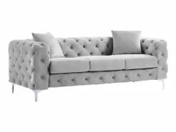 Sofá de 3 plazas Chesterfield de terciopelo antracita con patas de metal EDWINA^Vente-unique Outlet