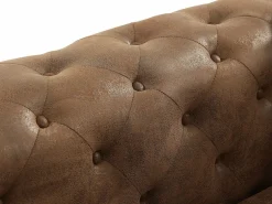 Vente-unique Sofá de 3 plazas chesterfield de microfibra con acabado de piel envejecida capitoné EDWINA Marru00f3n Outlet