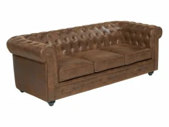 Vente-unique Todos Los Sofás|Sofás Y Sillones|Sofá de 3 plazas CHESTERFIELD de microfibra envejecida
