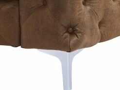Vente-unique Sofá Vintage|Sofás Chesterfield|Sofá de 2 plazas chéster de microfibra con aspecto de cuero envejecido marrón EDWINA