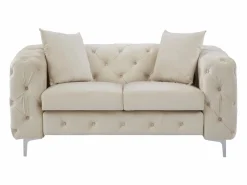 Vente-unique Sofá de 2 plazas chéster de terciopelo y patas de metal EDWINA Beige Outlet