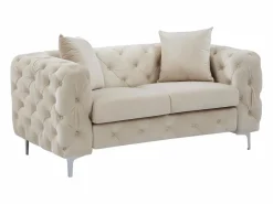 Vente-unique Sofá de 2 plazas chéster de terciopelo y patas de metal EDWINA Beige Outlet