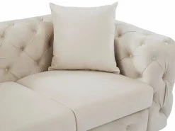 Vente-unique Sofá de 2 plazas chéster de terciopelo y patas de metal EDWINA Beige Outlet
