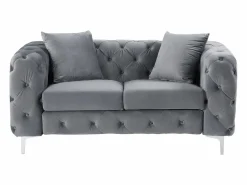 Vente-unique Sofá de 2 plazas chéster de terciopelo y patas de metal EDWINA Gris antracita Best
