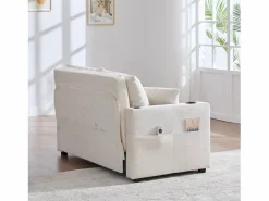 Sofá de 2 plazas con 4 cojines - Sofá relax con portavasos y bolsillos laterales - chenilla Beige Sale