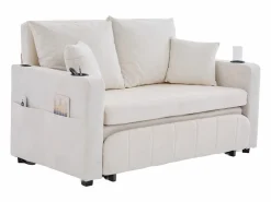 Sofá de 2 plazas con 4 cojines - Sofá relax con portavasos y bolsillos laterales - chenilla Beige Sale