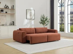 Vente-unique Sofá Relax|Sofá de 4 plazas con asiento deslizante eléctrico de pana PASTARO