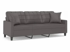 Clicnbuy Sofás De Piel Sintética|Sofá de 3 plazas con cojines cuero sintético 180 cm