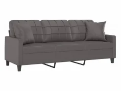 Clicnbuy Sofás De Piel Sintética|Sofá de 3 plazas con cojines cuero sintético 180 cm