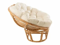 Sofá de 2 plazas con cojines de ratán natural y blanco Arni^Les Tendances Sale