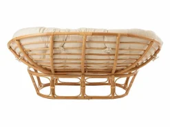 Sofá de 2 plazas con cojines de ratán natural y blanco Arni^Les Tendances Sale