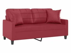 Clicnbuy Sofá de 2 plazas con cojines cuero sintético tinto 140 cm Rojo Outlet