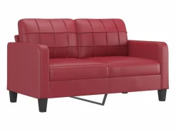 Clicnbuy Sofá de 2 plazas con cojines cuero sintético tinto 140 cm Rojo Outlet