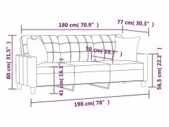 Sofá de 3 plazas con cojines cuero sintético capuchino 180 cm^Clicnbuy Best