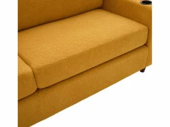 Sofá de 2 plazas con puerto USB-C, iluminación LED y bolsillos laterales - Tela de chenilla - Amarillo^Hauss Spole Clearance