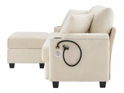 Hauss Spole Sofás Chesterfield|Sofá de 3 plazas con reposapiés, puerto USB y 2 cojines - Pana -