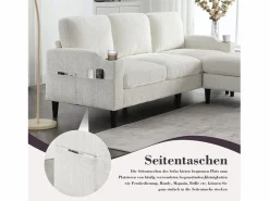 Merax Sofá - 4 Plazas|Sofá de 4 plazas con reposapiés - 196,5 x 75 x 77 cm - con almacenaje + reposabrazos - terciopelo -