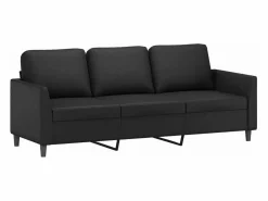 Clicnbuy Sofá de 3 plazas con taburete cuero sintético 180 cm Negro Online