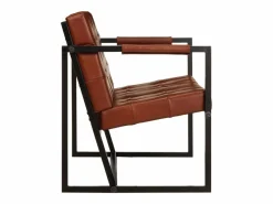 Sofá de 2 plazas cuero auténtico de cabra marrón^Clicnbuy Discount