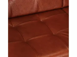 Sofá de 2 plazas cuero auténtico de cabra marrón^Clicnbuy Discount