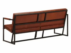 Clicnbuy Sofá de 3 plazas cuero auténtico de cabra marrón Marru00f3n Hot