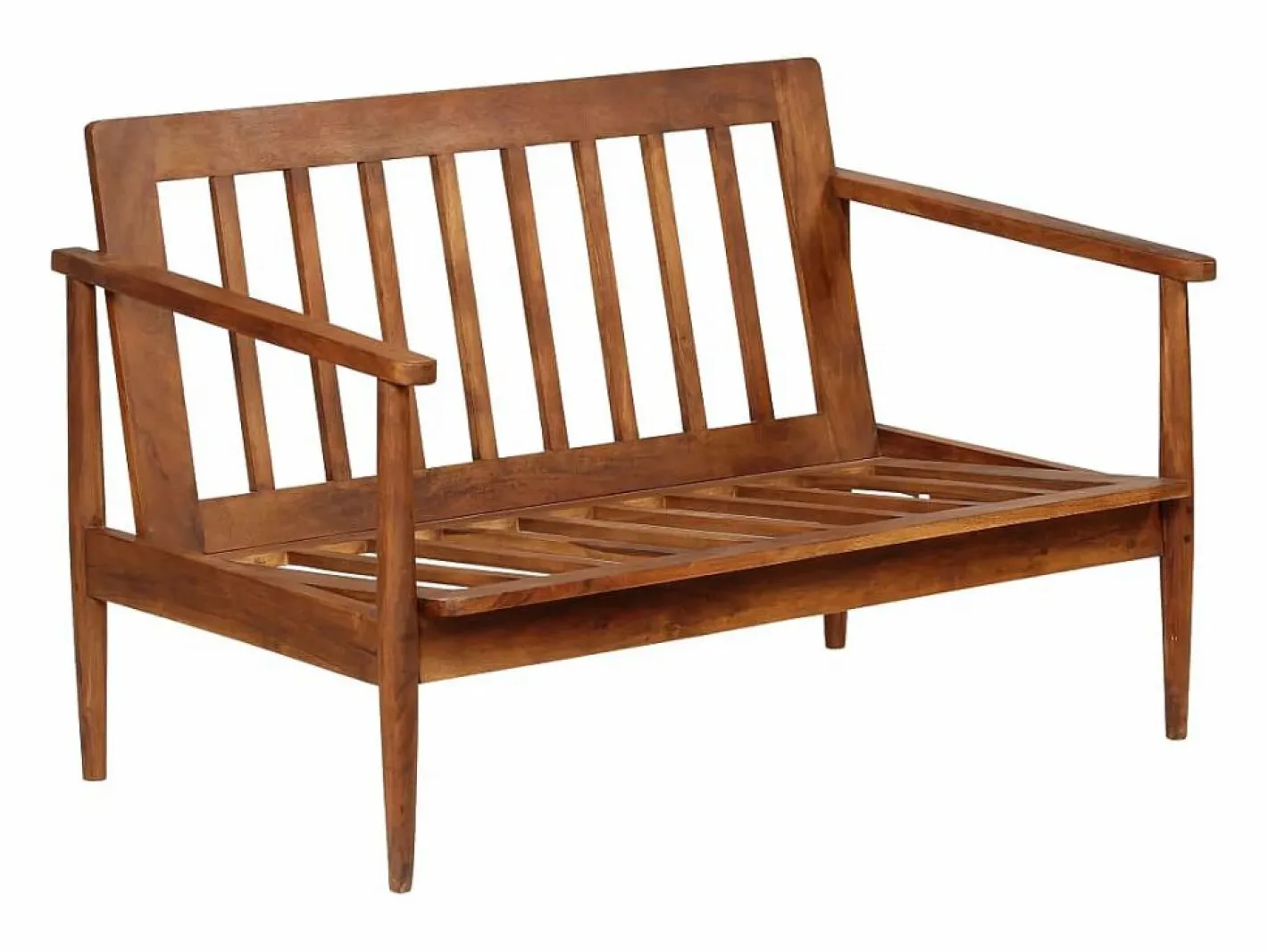 Clicnbuy Sofá Vintage|Sofá De Piel|Sofá de 2 plazas cuero auténtico con madera de acacia marrón