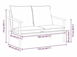 Sofá de 2 plazas cuero auténtico con madera de acacia marrón^vidaxl Clearance