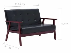 Sofá Vintage|Sofá de 2 plazas cuero sintético PWFG32058