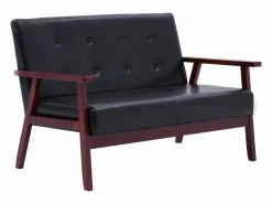 Clicnbuy Sofá de 2 plazas cuero sintético Negro Best