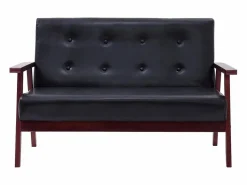 Clicnbuy Sofá de 2 plazas cuero sintético Negro Best