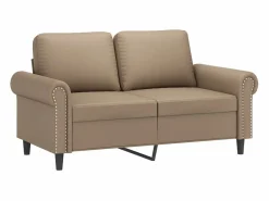 Clicnbuy Sofá de 2 plazas de cuero sintético color capuchino 120 cm Marru00f3n Online