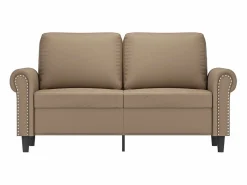 Clicnbuy Sofá de 2 plazas de cuero sintético color capuchino 120 cm Marru00f3n Online