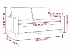 Clicnbuy Sofá de 2 plazas de cuero sintético 120 cm Gris Hot