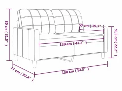 vidaxl Sofá De Piel|Sofá de 2 plazas de cuero sintético color capuchino 120 cm