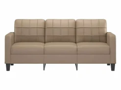 Clicnbuy Sofás De Piel Sintética|Sofá de 3 plazas de cuero sintético color capuchino 180 cm