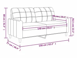 vidaxl Sofá De Piel|Sofá de 2 plazas de cuero sintético color capuchino 140 cm