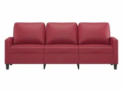 Clicnbuy Sofá de 3 plazas de cuero sintético vino 180 cm Rojo