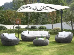 MYLIA Salones De Jardín|Sofá de 3 plazas de jardín de resina trenzada - WHITEHEAVEN