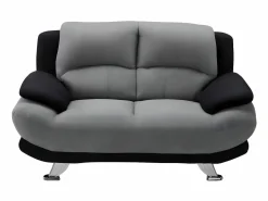 Vente-unique Sofá - 2 Plazas|Sofá de 2 plazas de microfibra bicolor gris y negro MUSKO