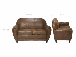 Sofá de 2 plazas de microfibra marrón - Club^Rendez-Vous Déco Sale