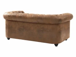 Vente-unique Todos Los Sofás|Sofá Vintage|Sofá de 2 plazas de microfibra con acabado de piel envejecida CHESTERFIELD