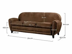 Sofá de 3 plazas de microfibra marrón - Club^Rendez-Vous Déco