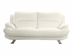 Vente-unique Sofás De Piel Sintética|Sofá de 3 plazas de piel sintética en color blanco MUSKO