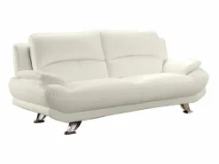 Vente-unique Sofás De Piel Sintética|Sofá de 3 plazas de piel sintética en color blanco MUSKO