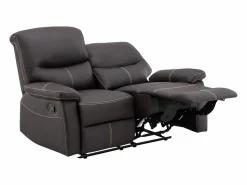 Vente-unique Sofá Relax|Sofá de 2 plazas de relax de piel sintética marrón CANBY