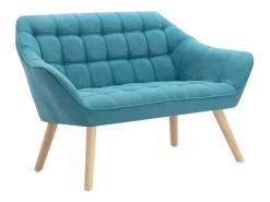 Vente-unique Sofá de 2 plazas de tela azul acolchado. Estilo escandinavo. CASERTA Azul turquesa Best