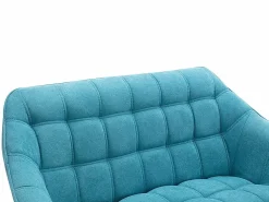 Vente-unique Sofá de 2 plazas de tela azul acolchado. Estilo escandinavo. CASERTA Azul turquesa Best